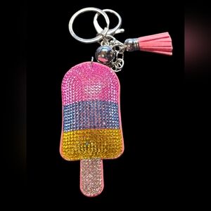 Colorful Rhinestone Popsicle Bag Charm Keychain